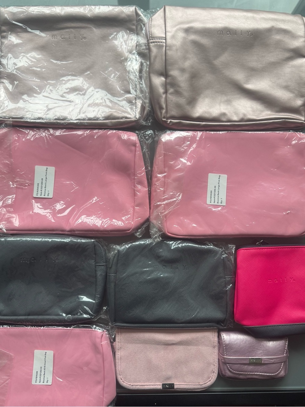 Mally Beauty Assorted Pink, Rose Gold, gray Cosmetic Bags